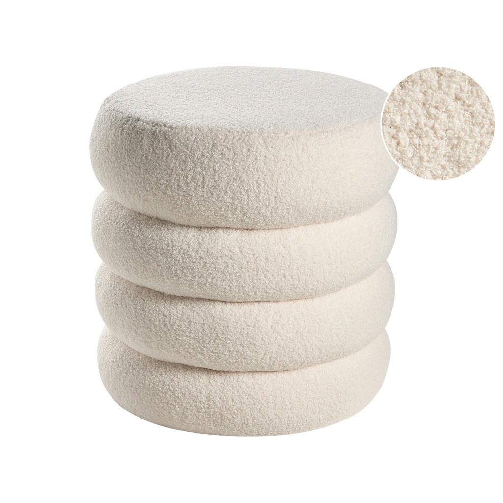 POUF bouclé alb crem Sumpter