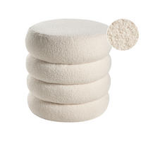 POUF Bouclé Cremeweiß Sumpter - Weiß, Textil (43/47/43cm) - Beliani
