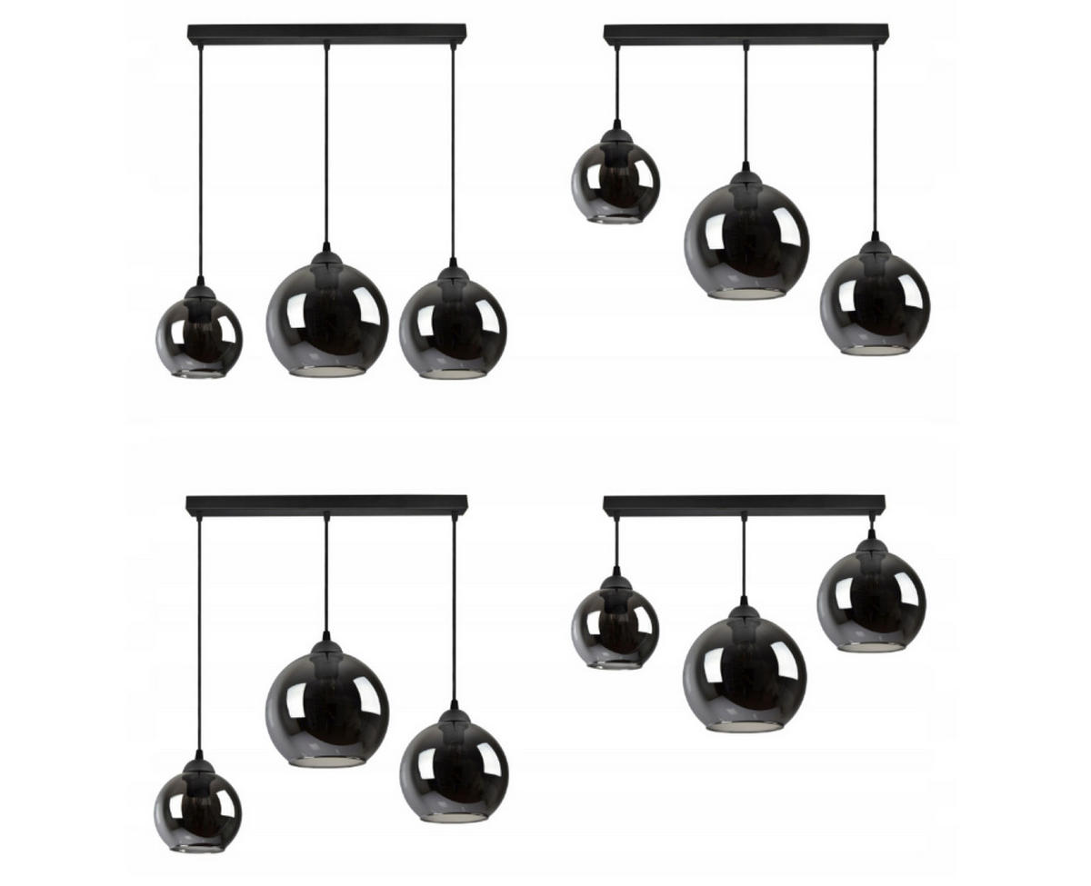 PENDELLEUCHTE HAGEN - Transparent/Anthrazit, Glas/Metall (20/70/80cm) - kiki design