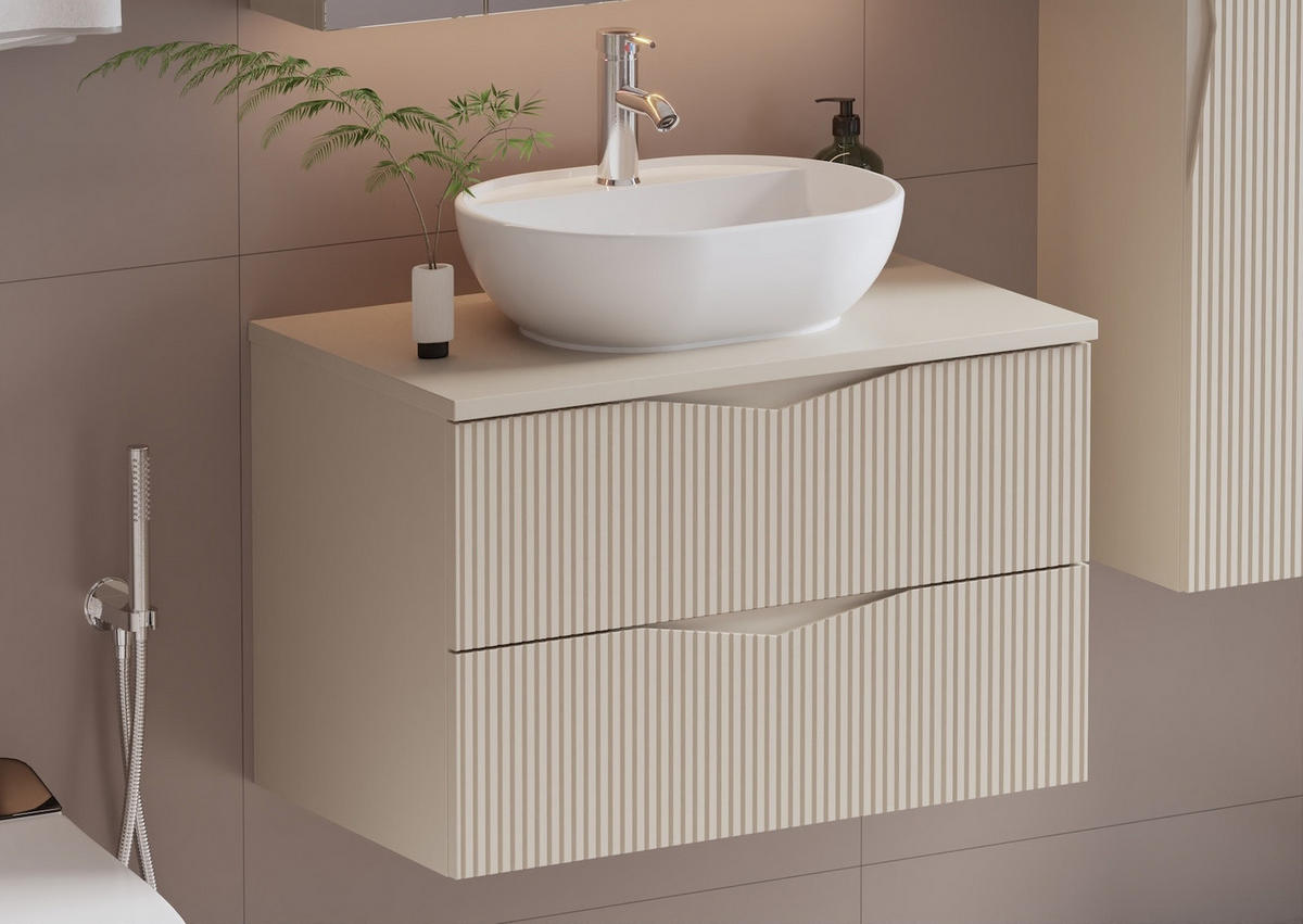 WASCHBECKENUNTERSCHRANK Calen 2 Schubladen Cashmere - 80 x 46 x 52 cm - Kaschmir, Holz (80/52/46cm) - Badplaats