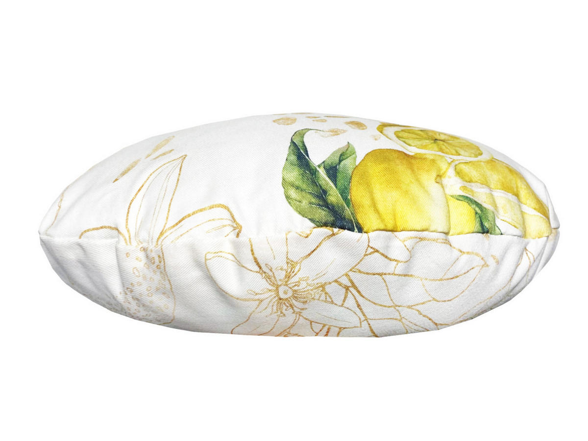 KISSENHÜLLE Rund Italy Collection Zitronen 40 cm Ø - Ecru/Gelb, Textil (40/40cm) - beties Heimtextil