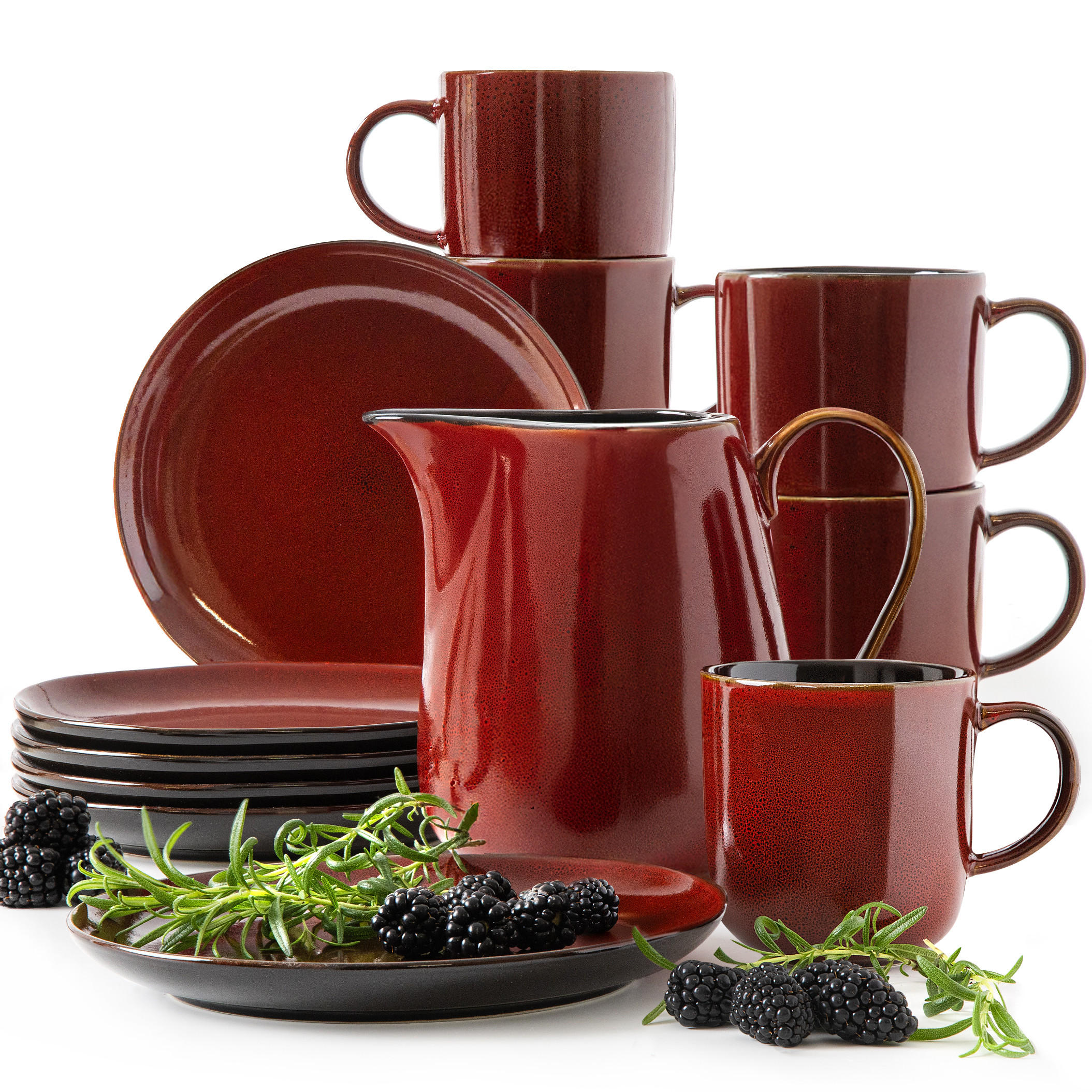 TEESERVICE 6 Personen GAMBIA 13-tlg - Rot, Keramik (20/2/20cm) - Ritzenhoff Breker