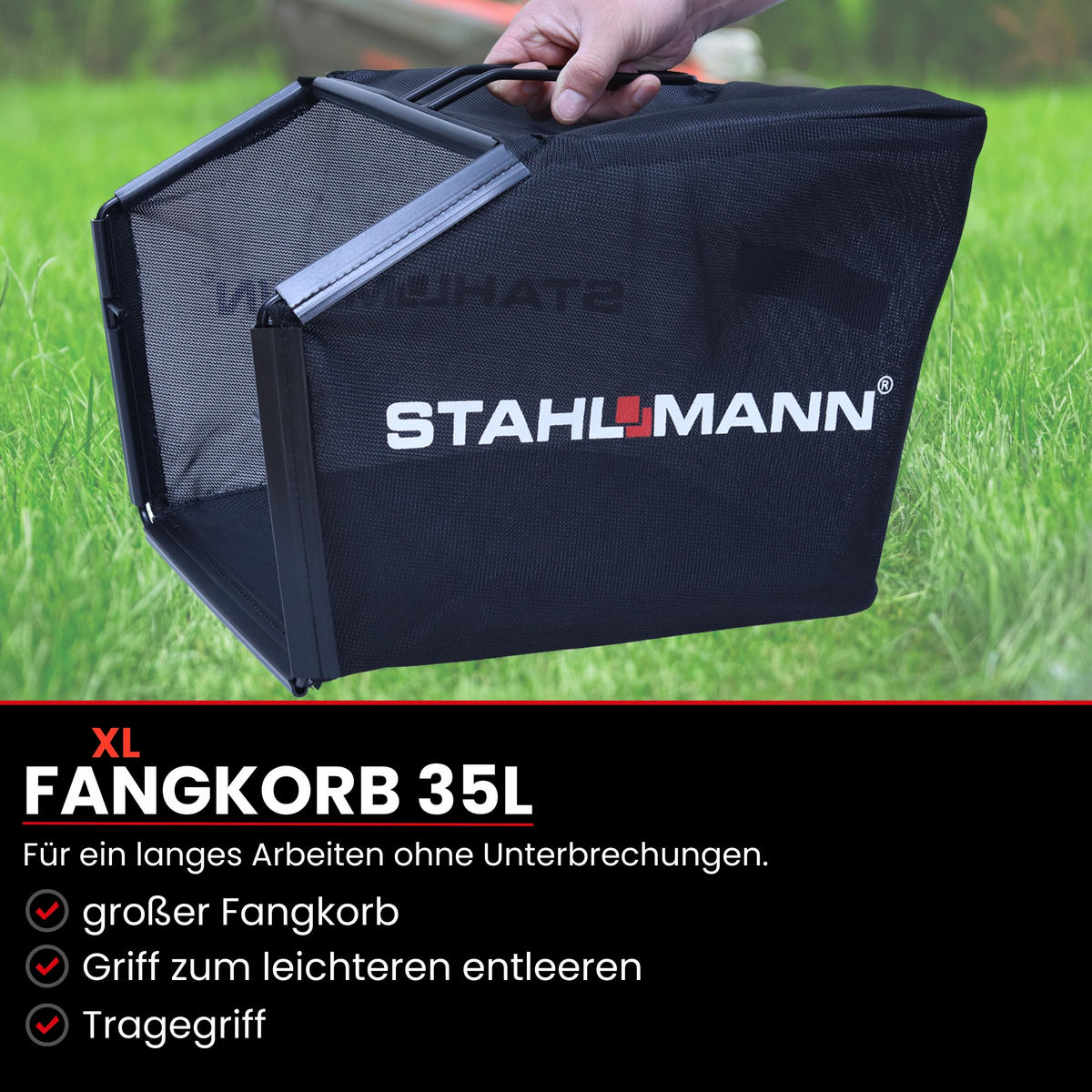 RASENMÄHER BR390 - Schwarz, Metall (39/108/160cm) - STAHLMANN