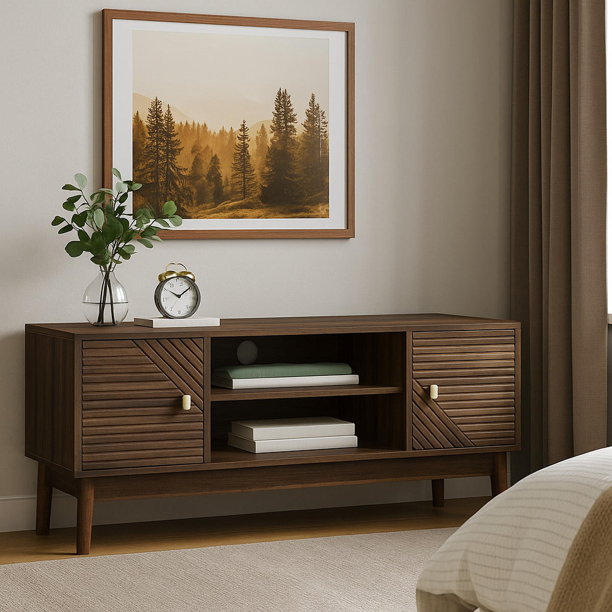 SIDEBOARD Holzdekor mit Türen und Schubladen - Braun, Holzwerkstoff (110/48/40cm) - Urban Meuble