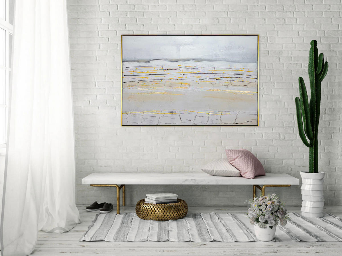 ACRYLBILD HANDGEMALT Grau 123/83 cm - Grau, Textil (122.5/82.5cm) - KUNSTLOFT