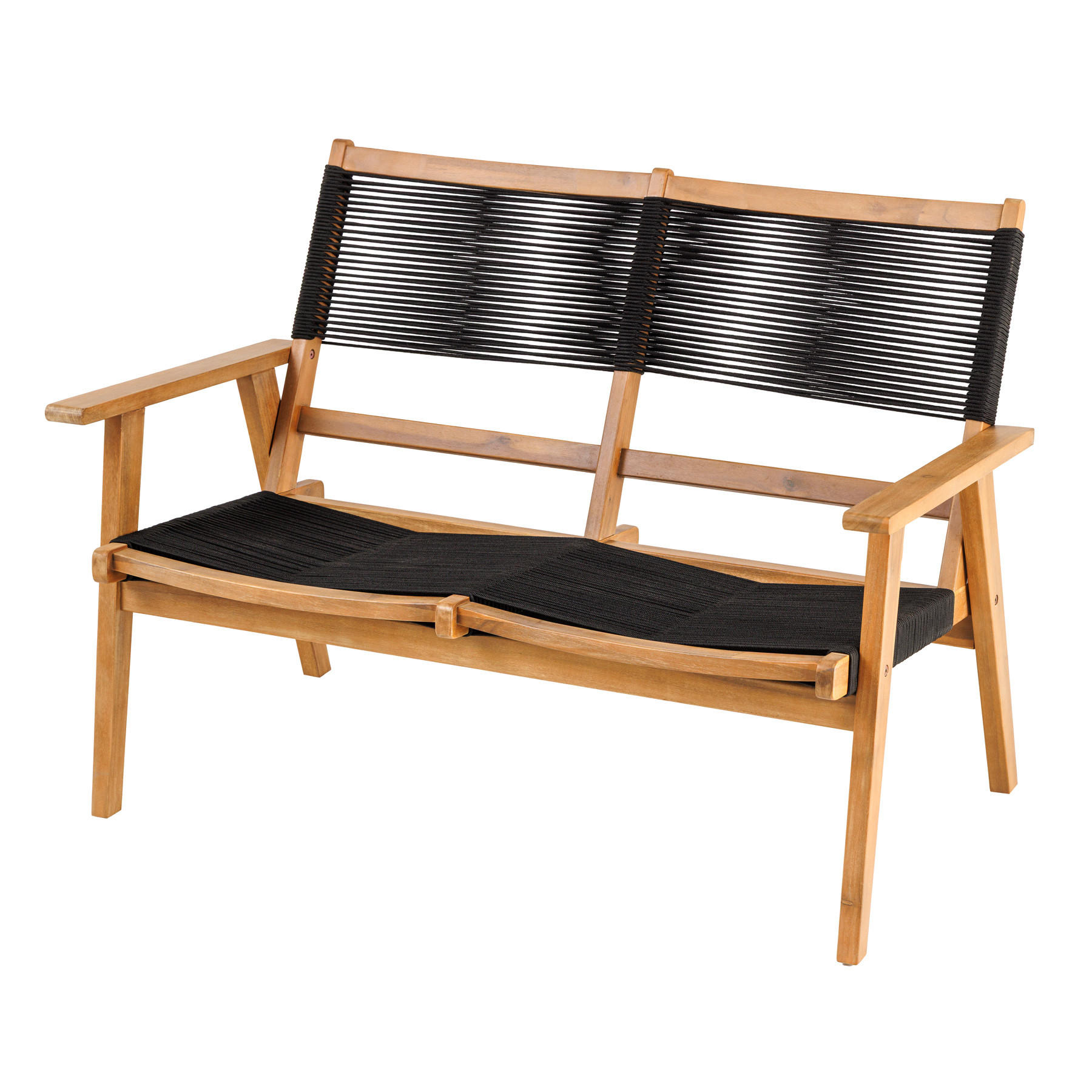 GARTENBANK BALI ROPE Akazie Anthrazit 120cm - Braun/Grau, Holz/Kunststoff (120/84/70cm) - riess-ambiente