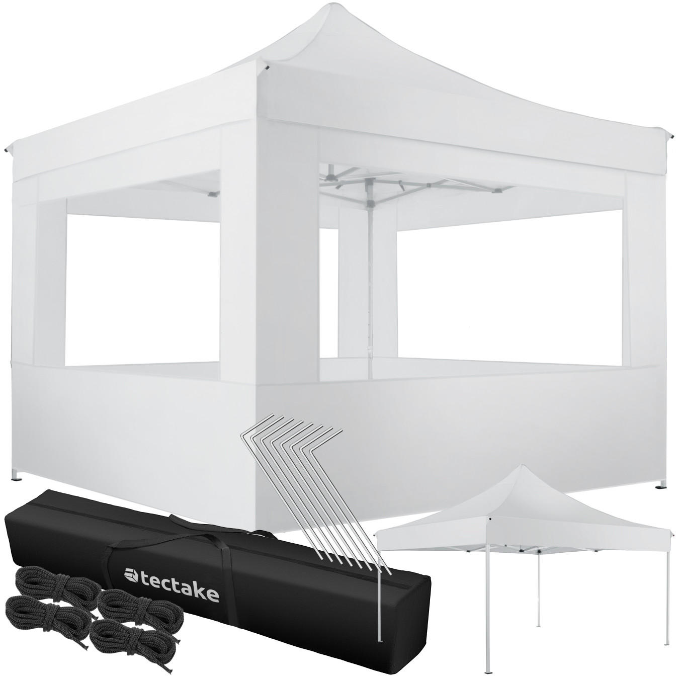PAVILLON Olivia,inklusive Spannseilen, Heringen und Tragetasche,weiß - Weiß, Kunststoff (300/280/300cm) - tectake