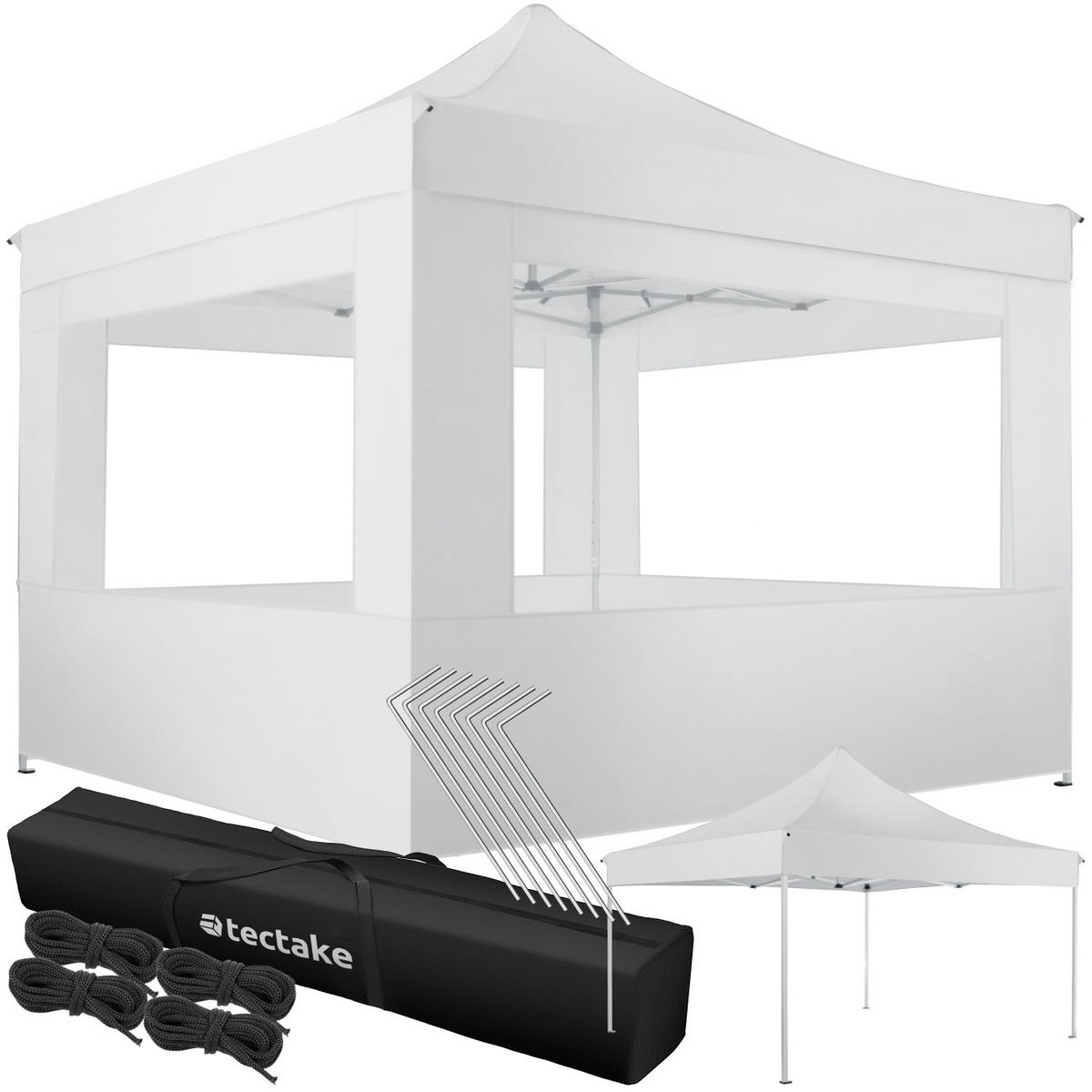 PAVILLON Olivia,inklusive Spannseilen, Heringen und Tragetasche,weiß - Weiß, Kunststoff (300/280/300cm) - tectake