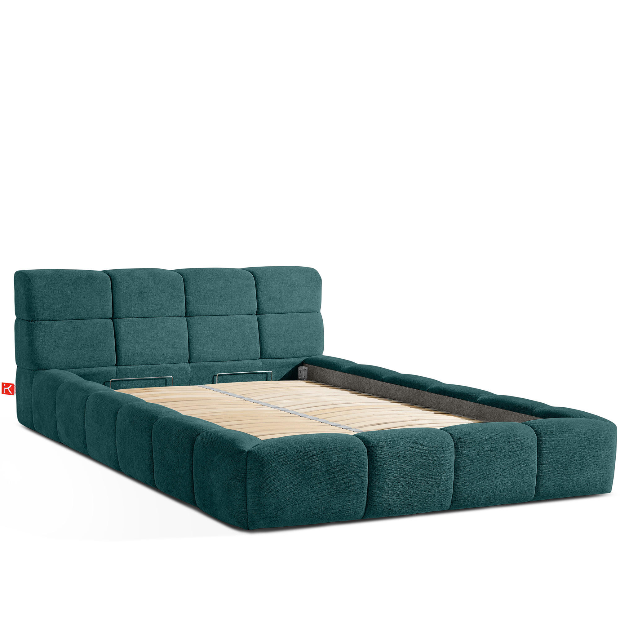 POLSTERBETT AERI 140/160/180/200 mit Rahmen und Bettkasten, blau - Blau, Holz/Holzwerkstoff (140/200cm) - KONSIMO®