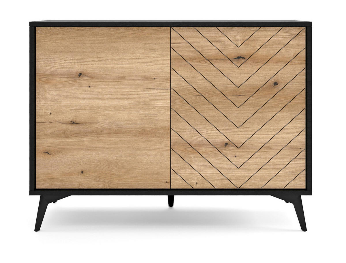 KLEINE Sideboard 104 cm Emerald - Loft, Schwarz, Evoke Eiche - Schwarz/Braun, Holz (104/77/39cm) - Emporius