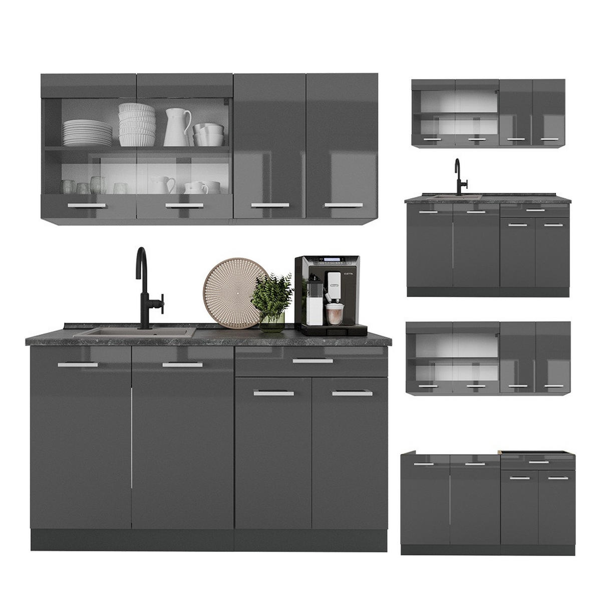 Schwarz Hochglanz/Anthrazit, Holzwerkstoff (140/81.6/60cm) - Vicco