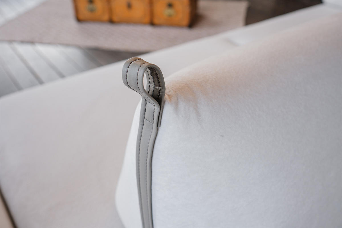 SCHLAFSOFA CANE Cremeweiß Webstoff - Creme/Schwarz, Textil/Metall (210/80/100cm) - KAWOLA
