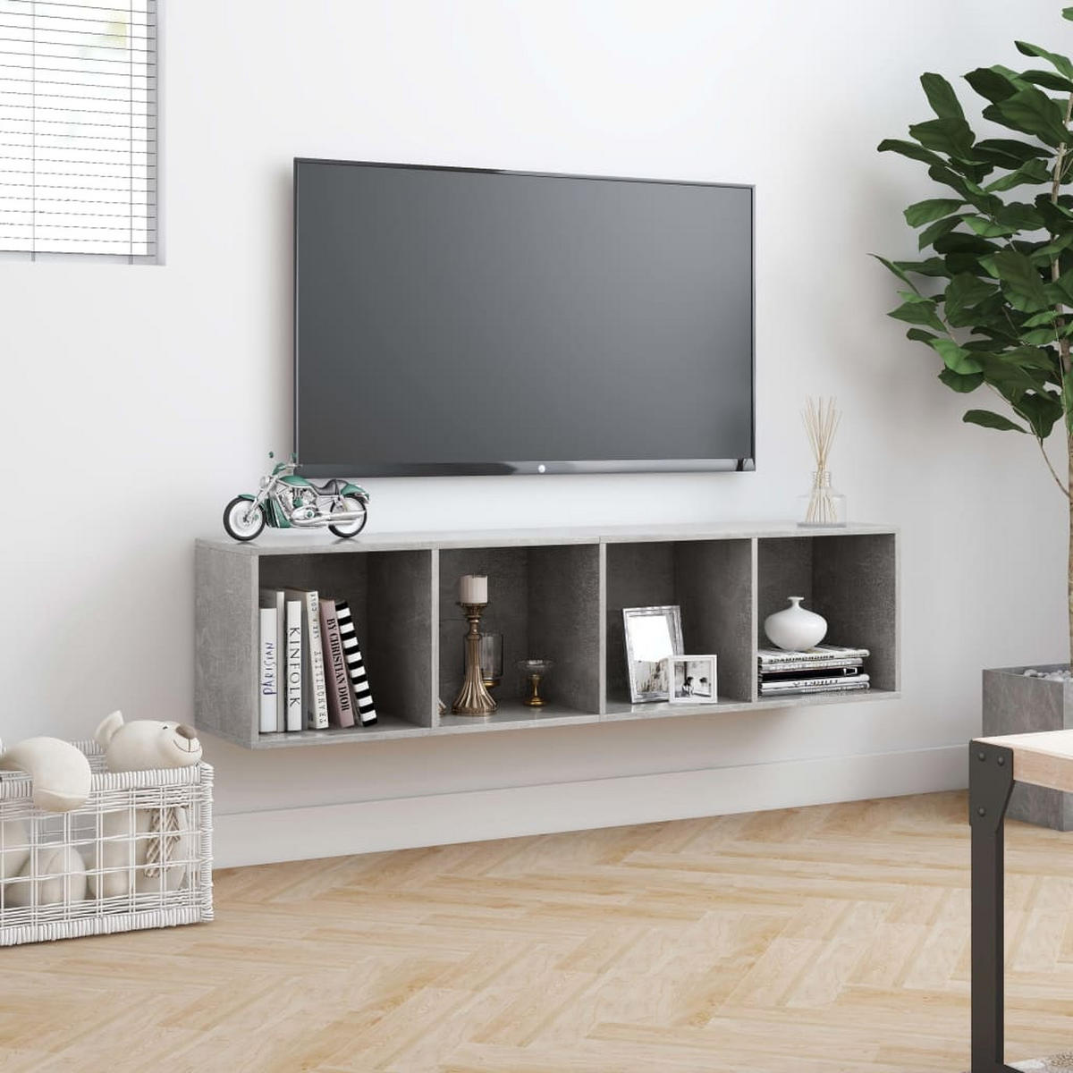 BÜCHERREGAL/TV-SCHRANK Betongrau 143/30/36 Cm - Grau, Holzwerkstoff (30/36/143cm) - vidaXL