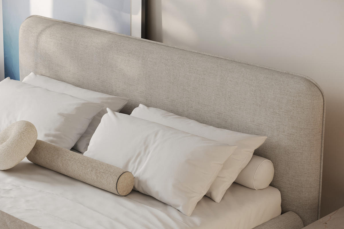 POLSTERBETT ODETTE mit Bettkasten, Beige Wind 05 - 180x200 cm - Beige/Naturfarben, Holz/Textil (180/200cm) - mybed.