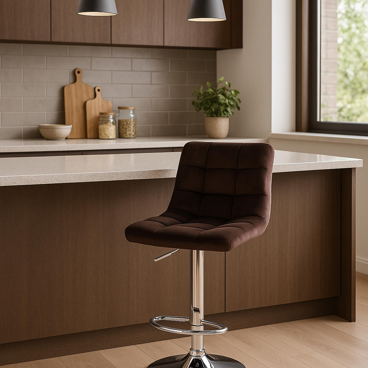 BARHOCKER James Samt chrom schwarz - Chromfarben/Schwarz, Textil/Metall (43/108.5/46.5cm) - TPFLiving