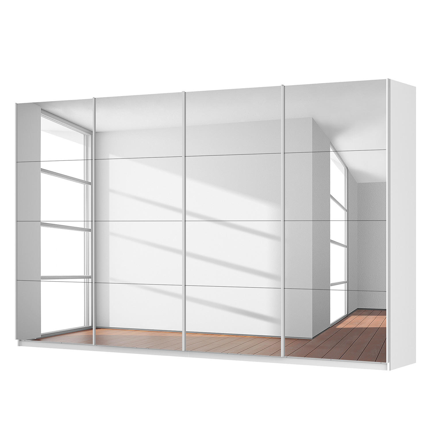 SCHWEBETÜRENSCHRANK - Weiß, Glas/Holzwerkstoff (360/222/68cm) - home24