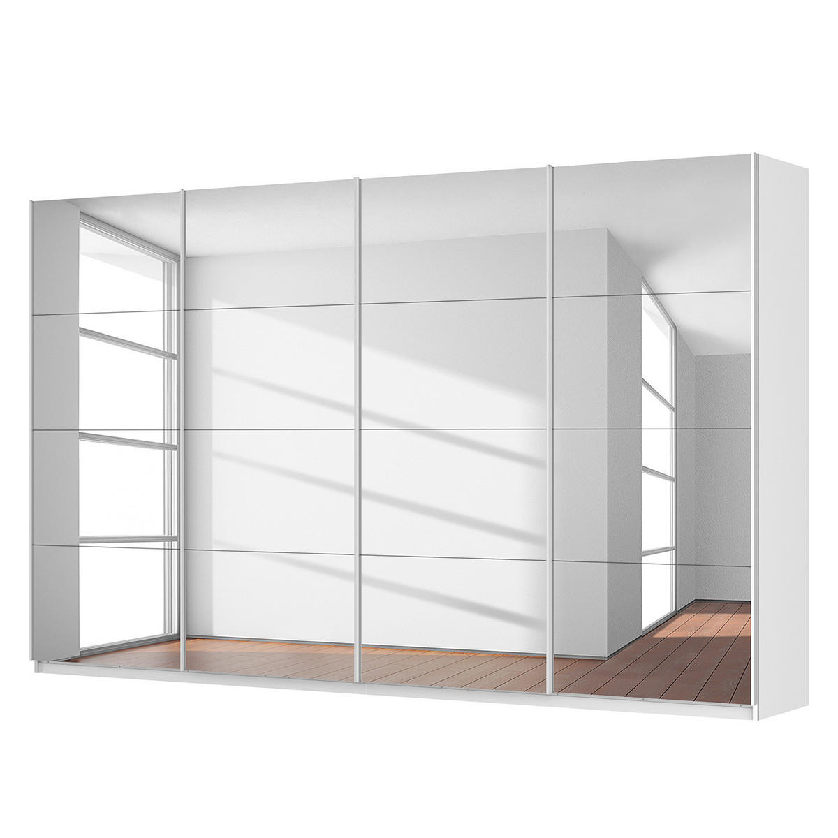 SCHWEBETÜRENSCHRANK - Weiß, Glas/Holzwerkstoff (360/222/68cm) - home24
