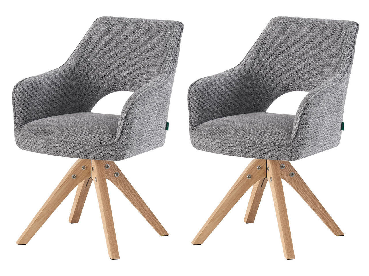 ESSZIMMERSTUHL THOMAS-LISA 2er-Set 360°drehbar - Grau, Holz/Textil (57/86/63cm) - DUBI Möbel