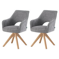 ESSZIMMERSTUHL THOMAS-LISA 2er-Set 360°drehbar - Grau, Holz/Textil (57/86/63cm) - DUBI Möbel