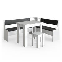 ECKBANKGRUPPE Roman Weiß 180 x 41.5 cm mit Tisch - Anthrazit/Weiß, Holzwerkstoff (180/80/150cm) - Vicco