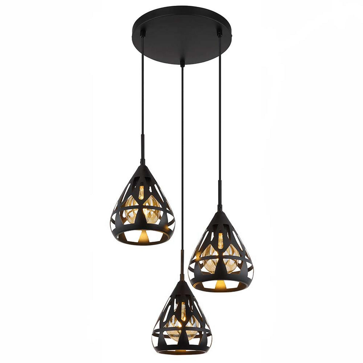 PENDELLEUCHTE Metall Schwarz 3-Flammig - Schwarz, Metall (41/41/120cm) - Globo Lighting