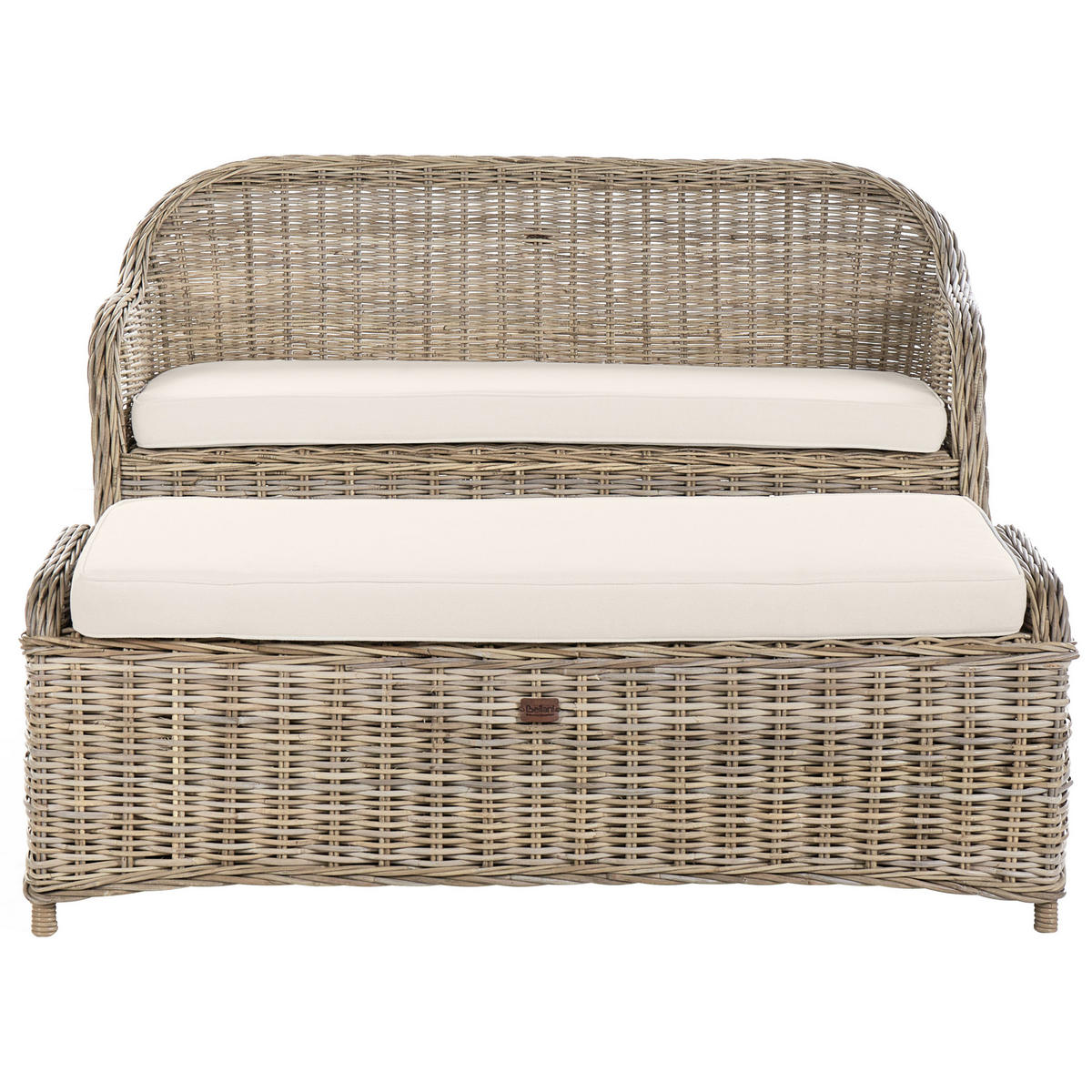 GARTENSOFA 2.5-Sitzer mit Ottomane Naturfarben Susua - Naturfarben/Weiß, Naturmaterialen (150/87/69cm) - Beliani