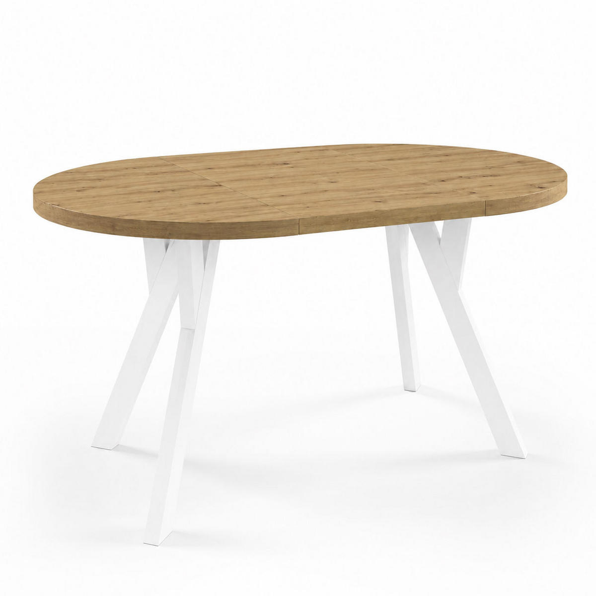 ESSTISCH ausziehbar rund ATO, 100-140 cm, Dekor Artisan, weiße Holzbeine - Dunkelbraun/Weiß, Holzwerkstoff/Buchenholz (100/100/77cm) - VENASI MÖBEL