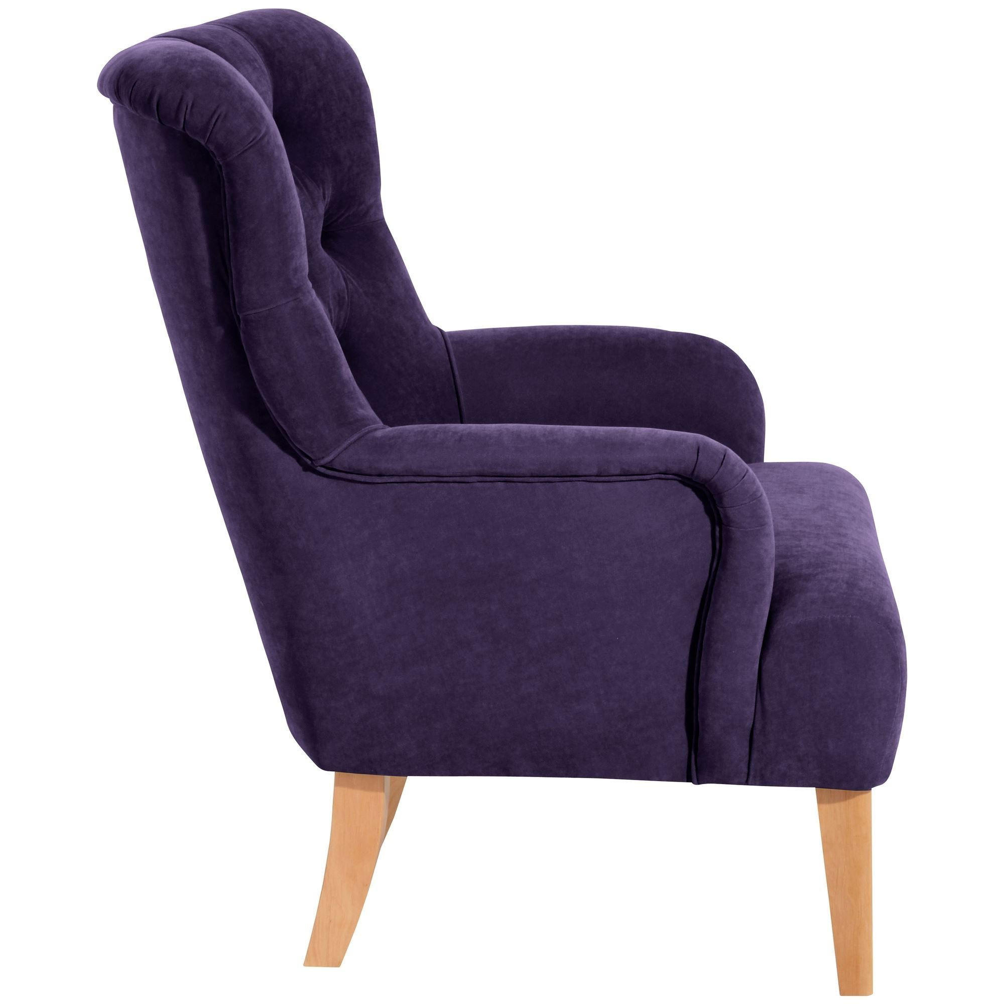 SESSEL Kaiya Bezug Veloursstoff Buche natur / violett - Lila, Kunststoff (71/97/82cm) - 58aufmkessel