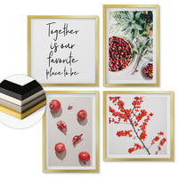 WANDBILDER 4er Set - 50x50 cm & 40x60 cm Goldrahmen - Minimalismus der roten Früchte von Pflanzen - Goldfarben, Kunststoff (50/50cm) - ArtPrintCave