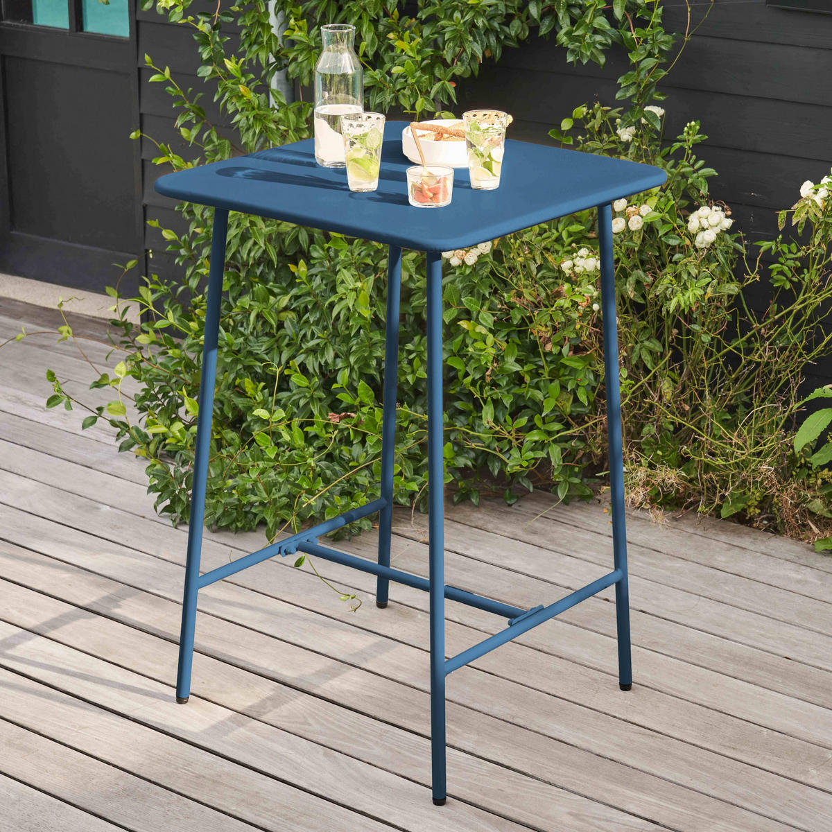 STEHTISCH, Pazifikblau - Blau, Metall (70/70/105cm) - Oviala
