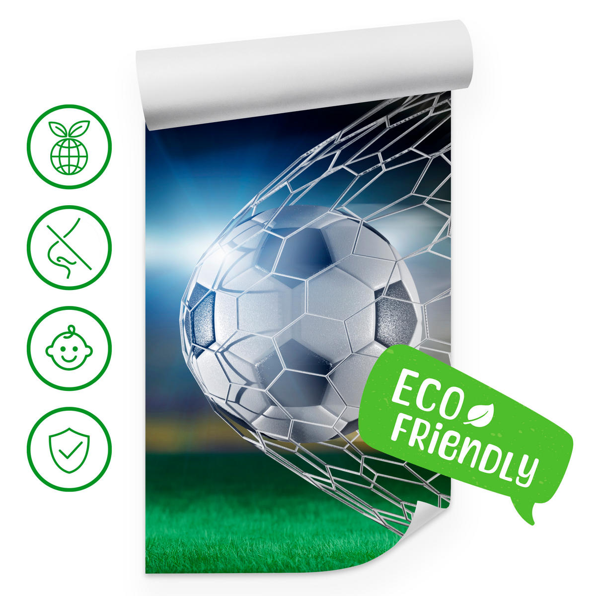 FOTOTAPETE für Jugendzimmer Fußball Tor Stadion Ball 100x70 - Schwarz/Weiß, Papier (100/70cm) - Muralo