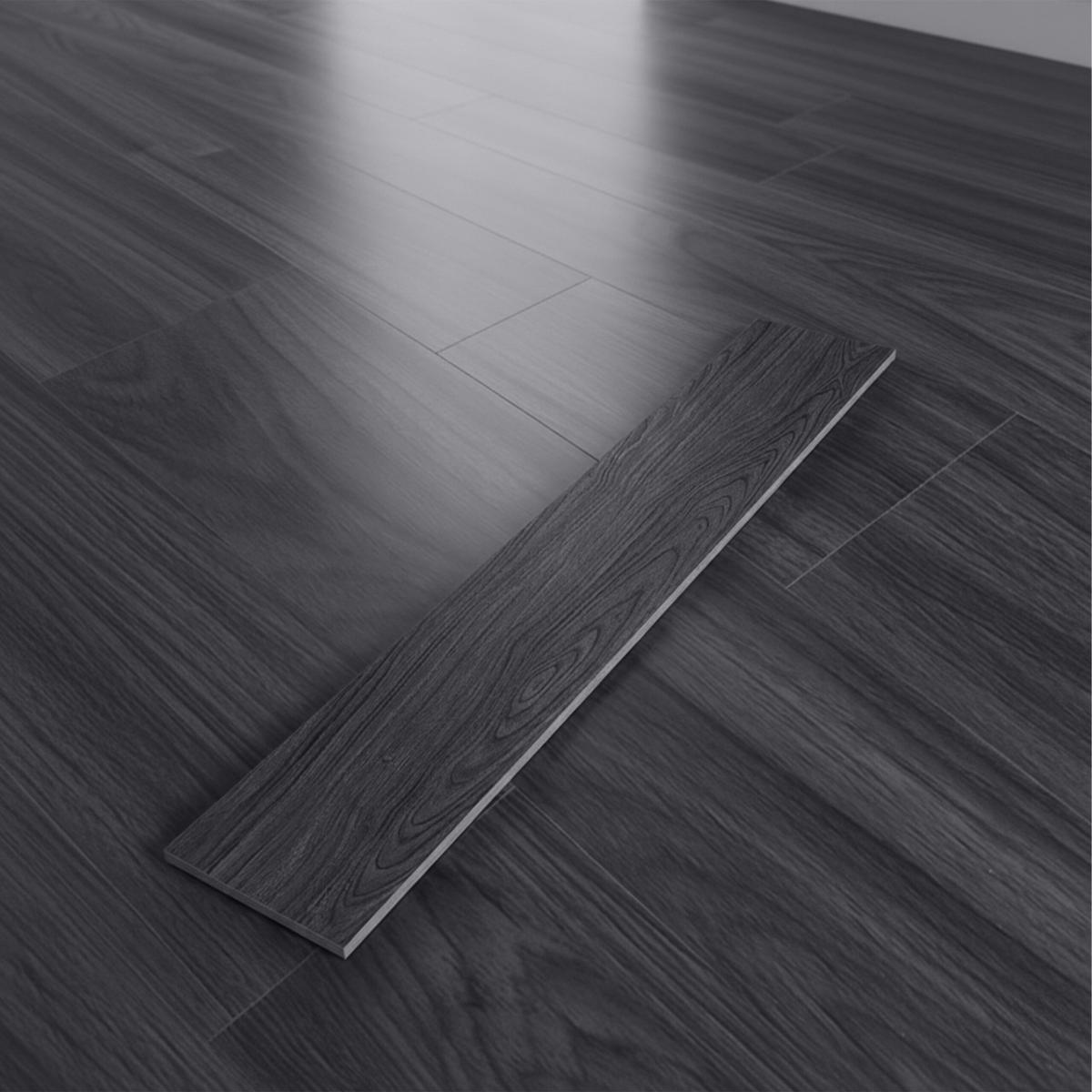 GOLVBELÄGGNING mörkgrå trälook självhäftande PVC 5 m² - Antracit, Sten/Plast (1.8/91/15cm) - Relaxdays