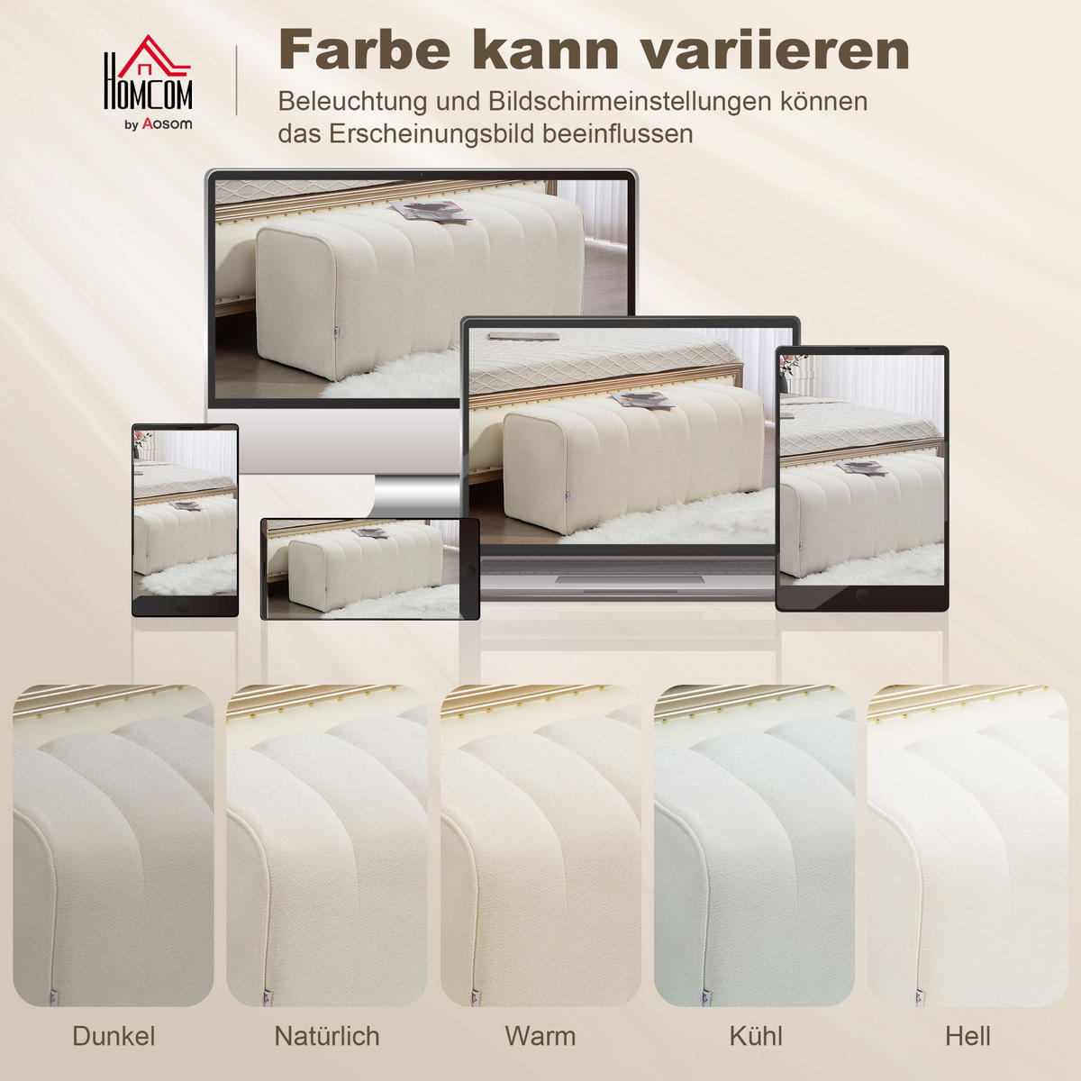 TRUHENBANK DE-09064 Cremeweiß - Creme, Holzwerkstoff (110/44/40cm) - ComfortXL