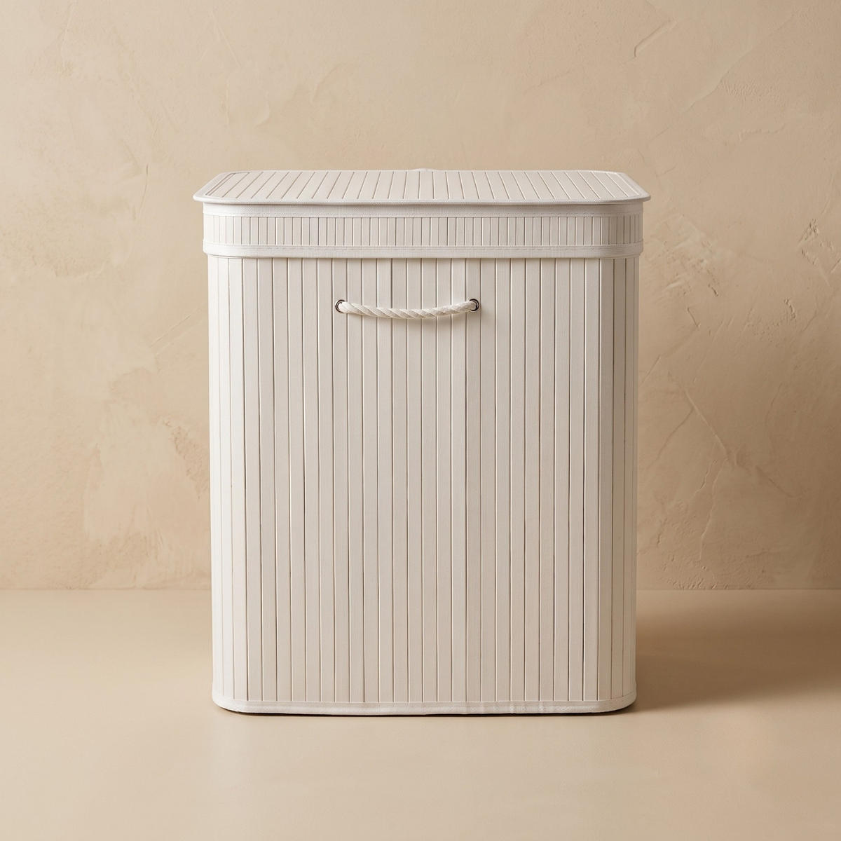 WÄSCHEKORB aus Bambus 100 l 55/35/60 cm - Weiß, Naturmaterialien (35/60/55cm) - NUXIO