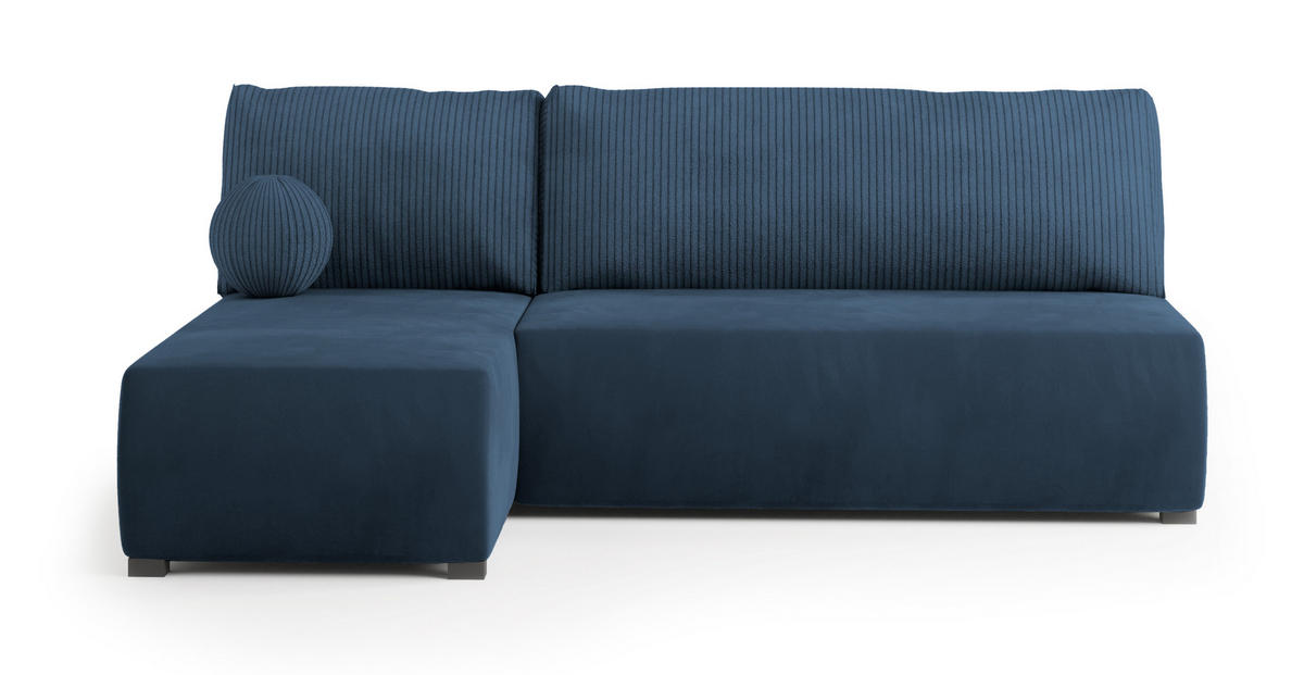 ROHOVÁ SEDAČKA PARVELO modrá - šedá/modrá, dřevo/textil (200/143cm) - MASSENO