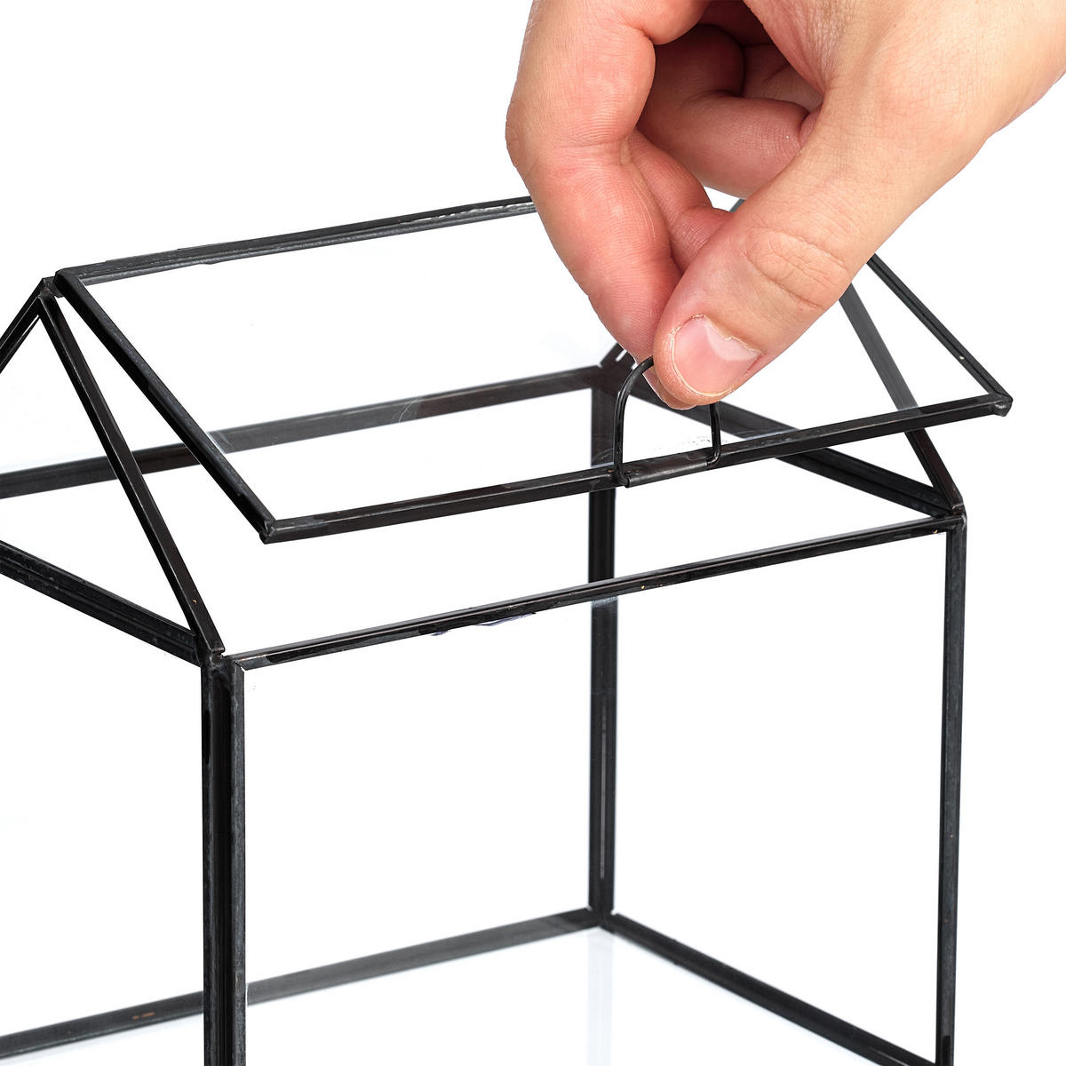 RASTLINNÉ skleník - priehľadné, kov/sklo (16cm) - Relaxdays