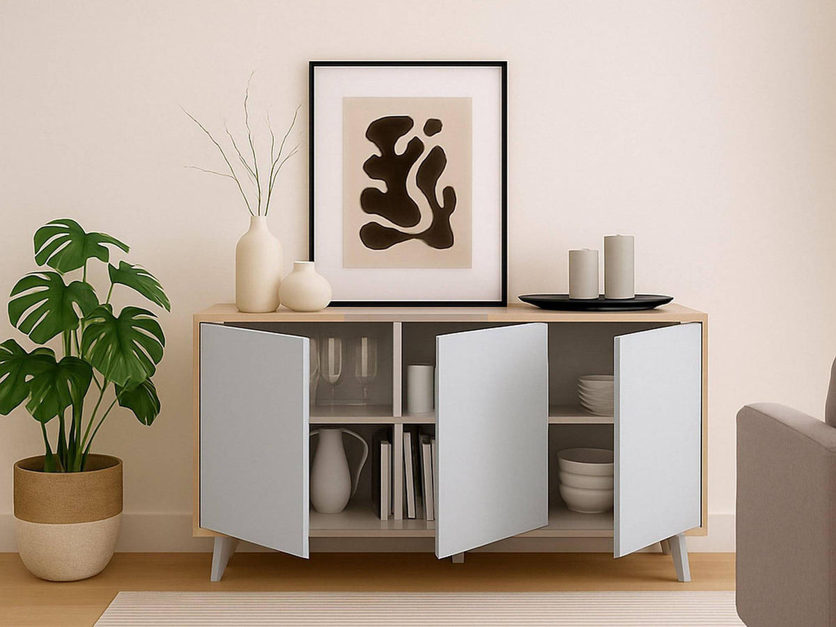 KOMMODE Eiche, Weiß 39.6/153.9/72 cm - Braun, Holzwerkstoff (154/72/40cm) - DMORA