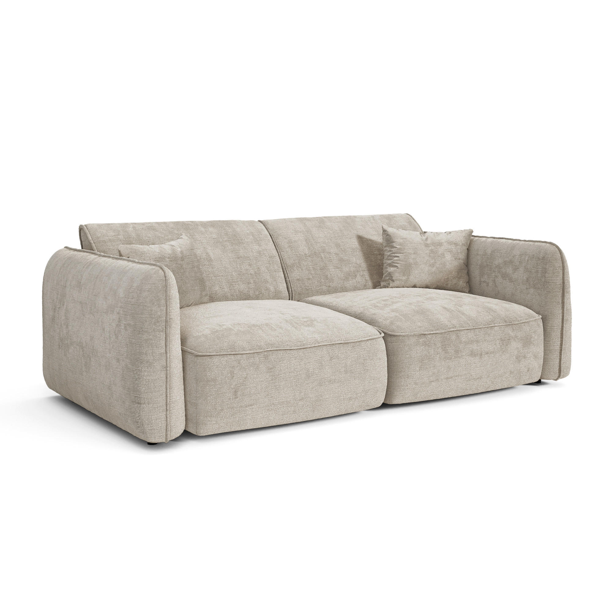 SOFA LOMI Geprägter Samt Taupe 150cm - Taupe, Textil (150/74/90cm) - Premium Interiors