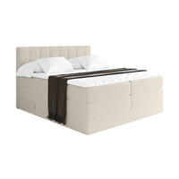 BOXSPRINGOVÁ POSTEL s matrací H3/H4 - OTTA KING - 120x200 cm Béžová - písková barva, kompozitní dřevo (120/200cm) - ALTDECOR