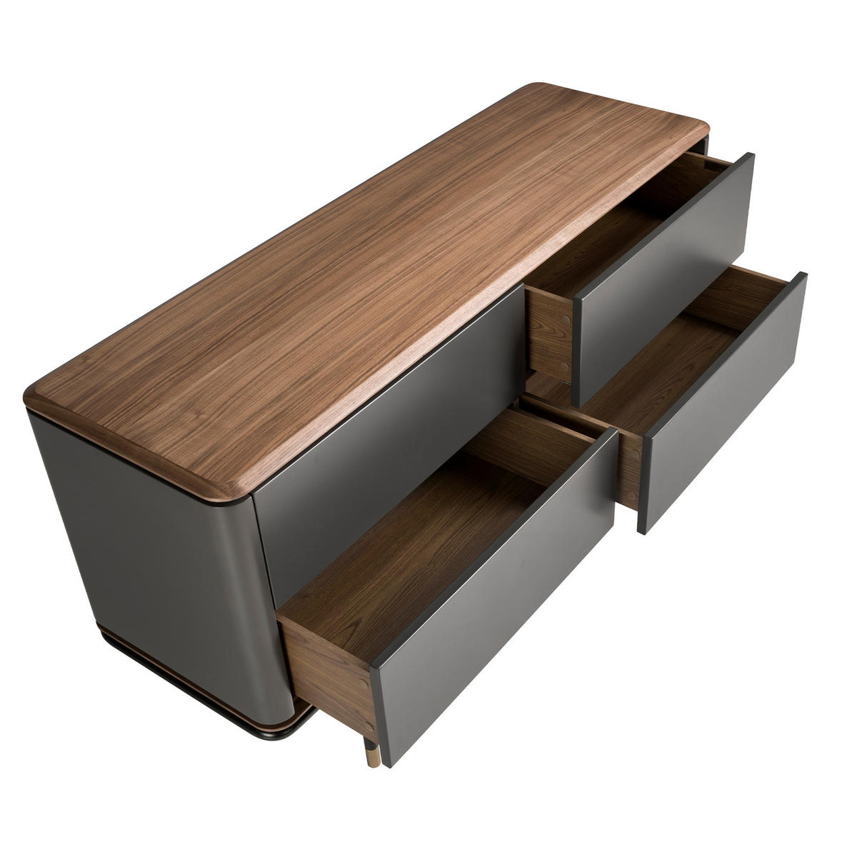 KOMMODE Rechteckig Dunkelgrau Walnuss Gold 140/45/80 - Dunkelgrau, Holzwerkstoff (140/80/45cm) - ANGEL CERDA