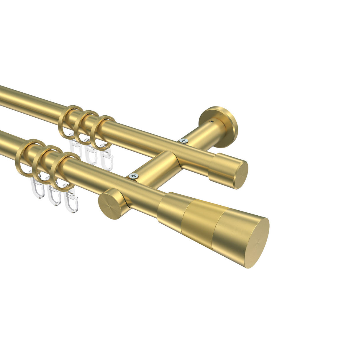 GARDINENSTANGEN-SET Platon Tanara 420 cm (geteilt in 3 x 140 cm), 2-läufig, 20 mm Ø Messing-Optik - Messingfarben/Goldfarben, Metall (420cm) - INTERDECO