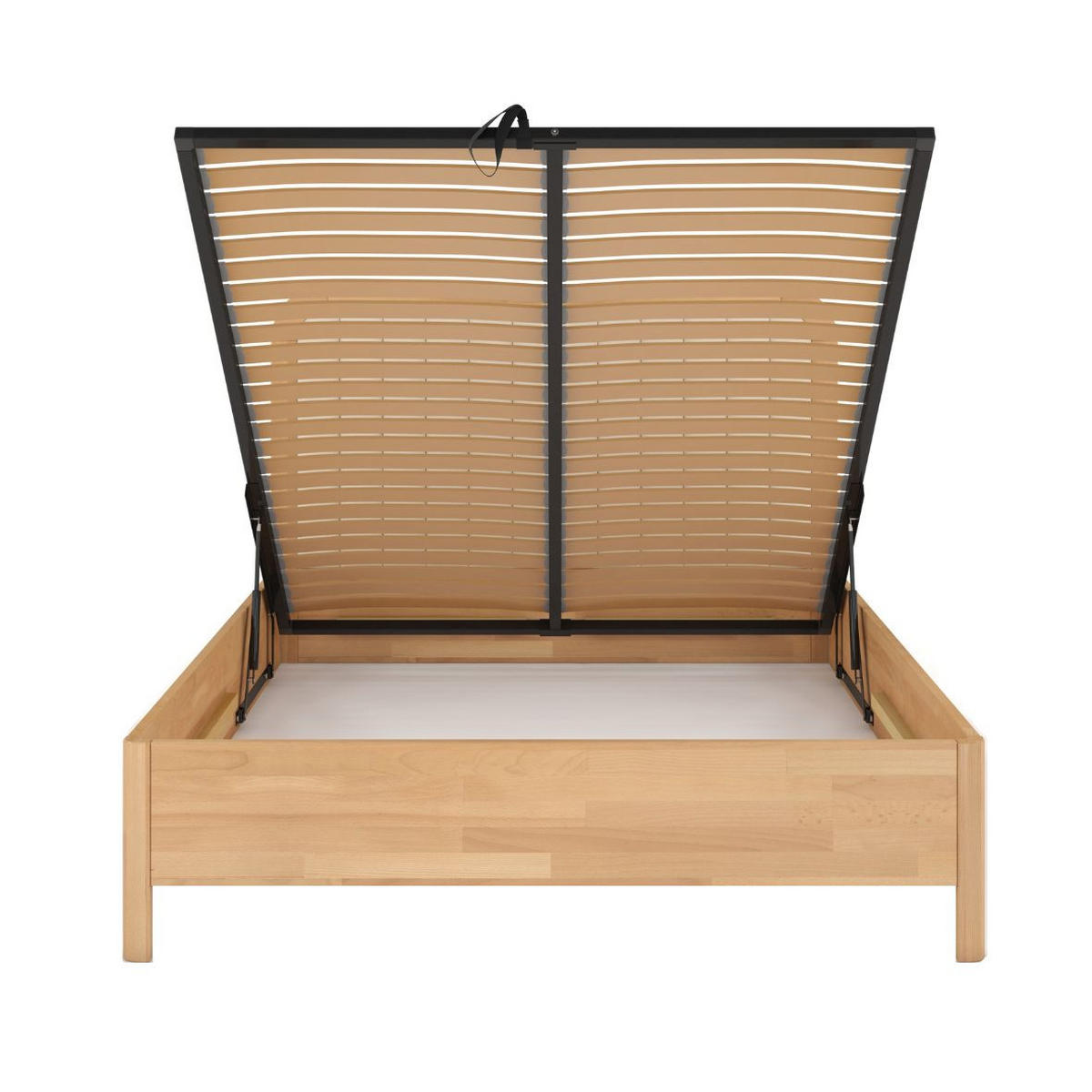 MASSIVHOLZBETT Modena mit Lattenrost und Bettkasten, Buche - lackiert, Naturfarben/Ecru, 140x200 - Ecru/Buchefarben, Holz/Buchenholz (140/200cm) - Visby