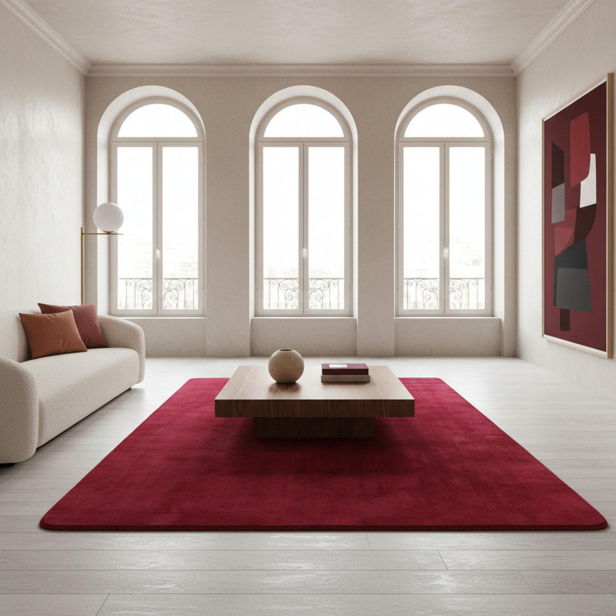 KURZFLORTEPPICH Waschbar ISAR, einfarbig, aus Polyester, Rot, 60 x 100 cm - Rot, Textil (100/60cm) - KADIMA DESIGN