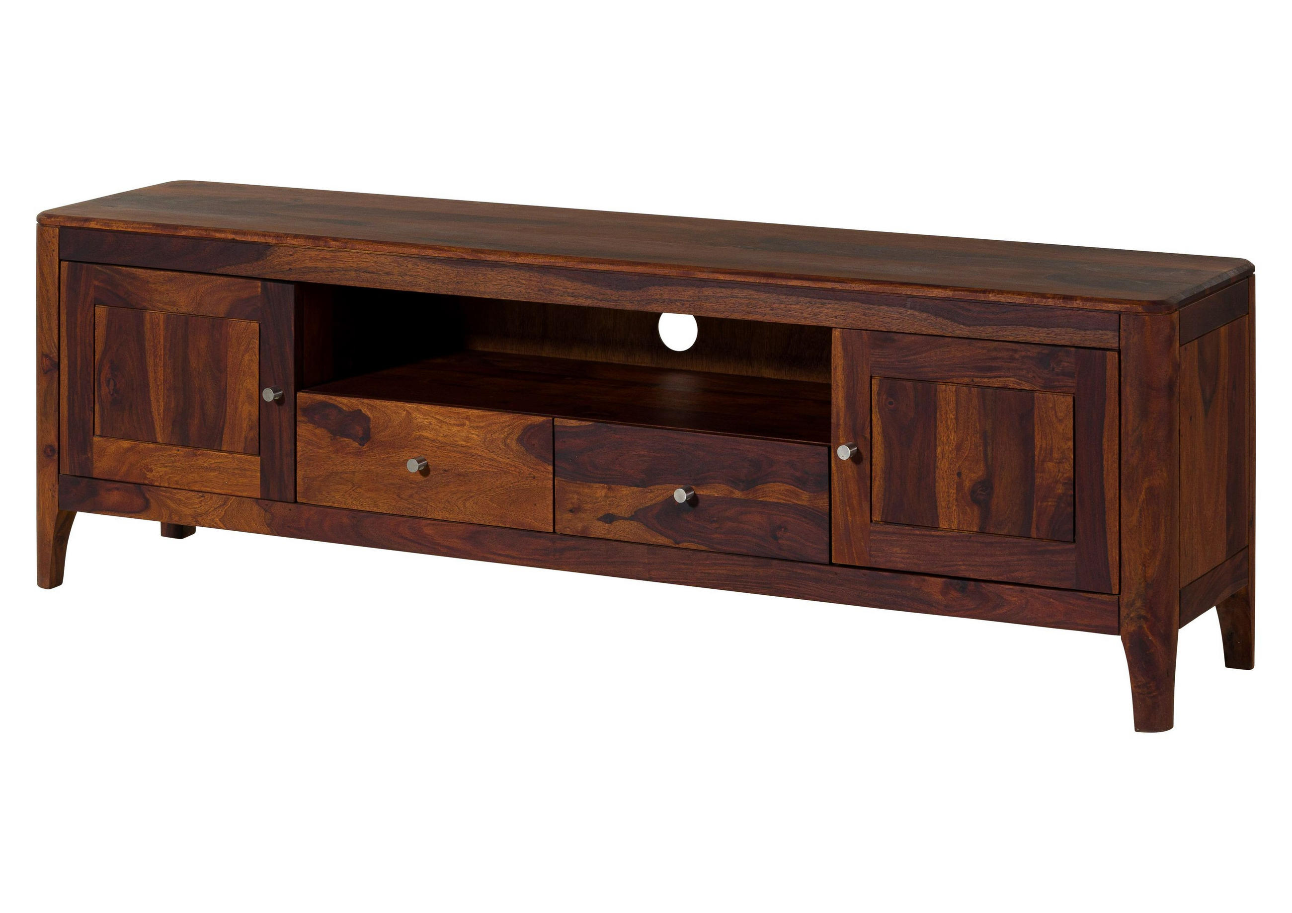 TV-BOARD Sheesham 178x40x55 walnuss geölt BROOKLYN #17 - Dunkelbraun, Holz (178/55/40cm) - Massivmoebel24