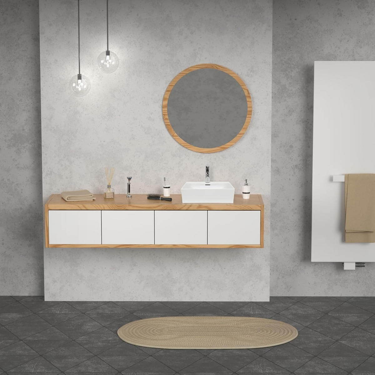 WASCHBECKEN mit Hahnloch 415 x 360 x 130mm - Weiß, Keramik (41.5/13/36cm) - HOROW