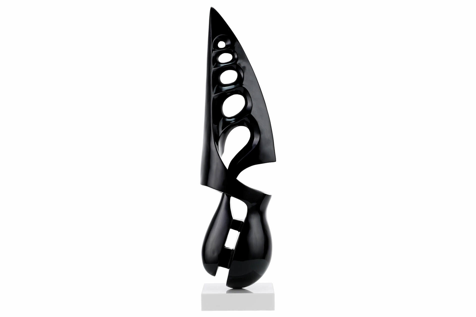 SKULPTUR Schwarz 56/15 cm - Schwarz, Stein (56/15/15cm) - KUNSTLOFT