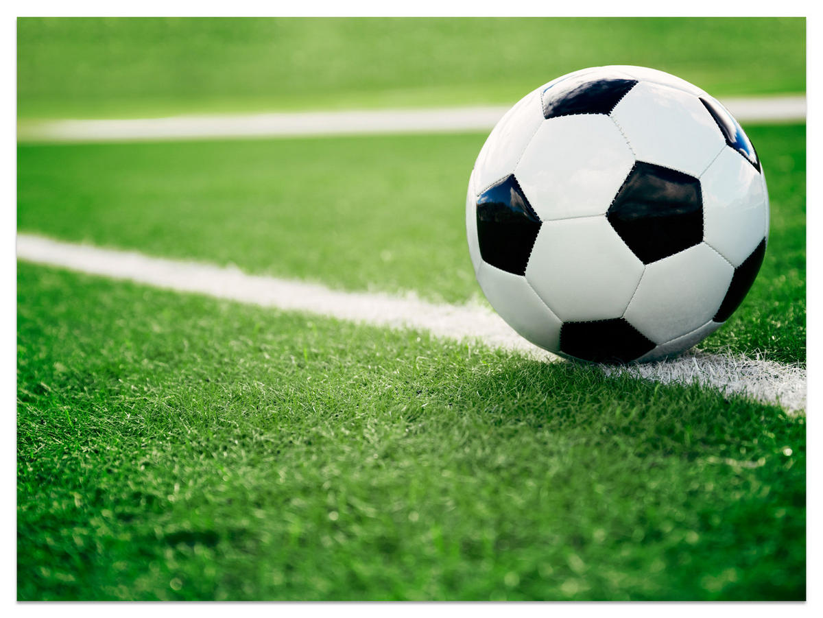 FOTOTAPETE für Jugendzimmer Fußball Grüne Rasen Stadion Sport 300x210 - Schwarz/Weiß, Papier (300/210cm) - Muralo