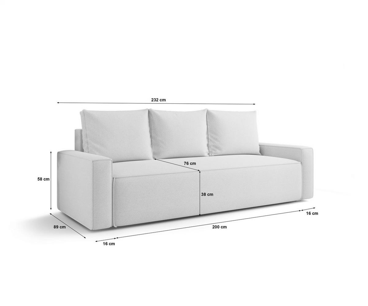 SOFA mit Schlaffunktion SAVIO Quelle 37 - Dunkelgrün, Textil (232/90/90cm) - Bedante