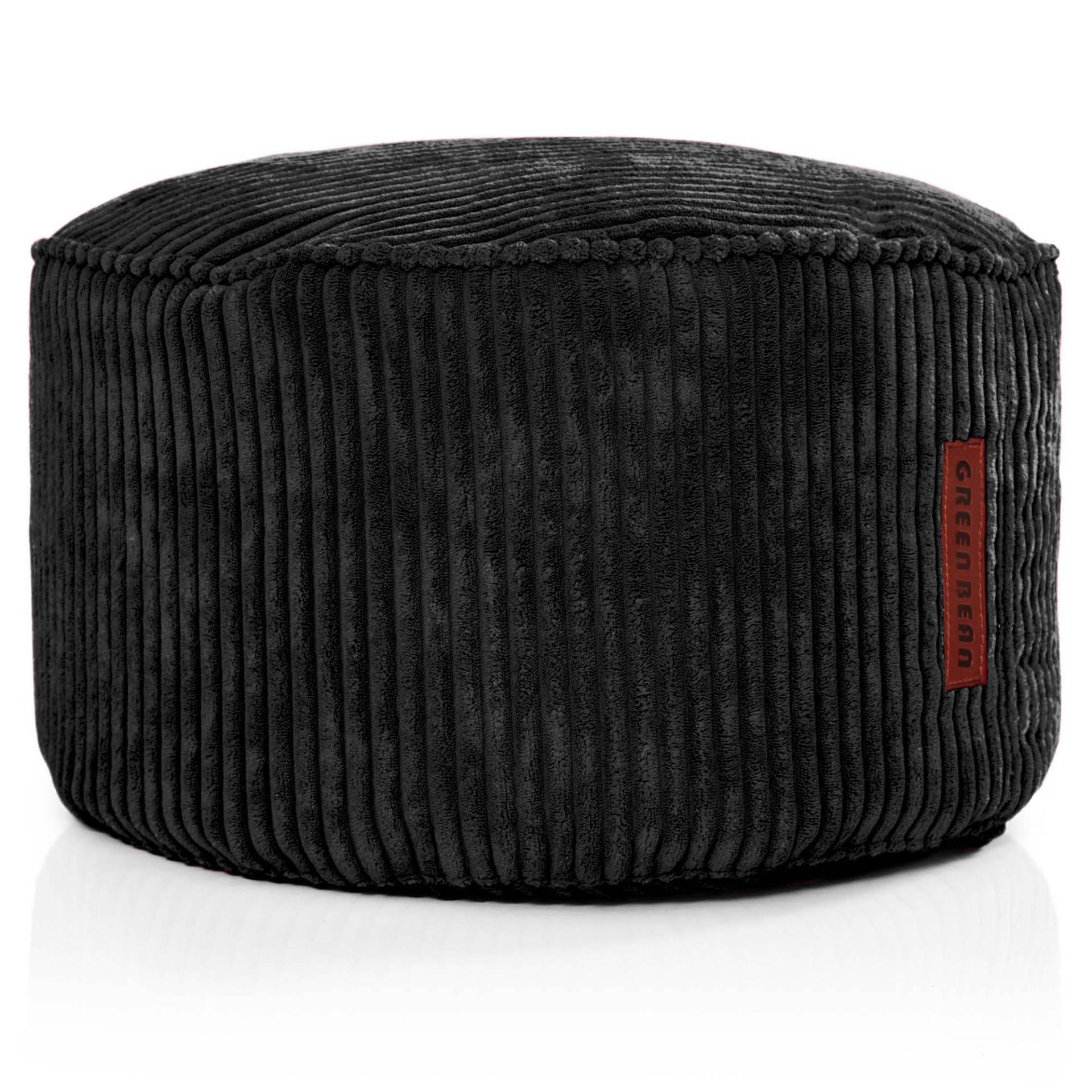 SITZSACK-HOCKER Pouf "Cord" 45x25cm - Schwarz, Textil (45/25/45cm) - Green Bean