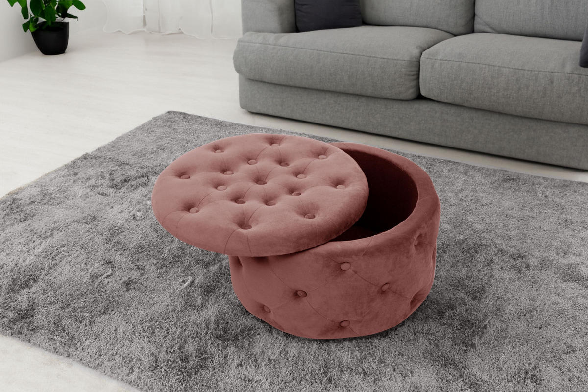 POLSTERHOCKER Rosa 55/30/55 - Rosa, Textil (55/30/55cm) - RAUMHIRSCH FURNITURE